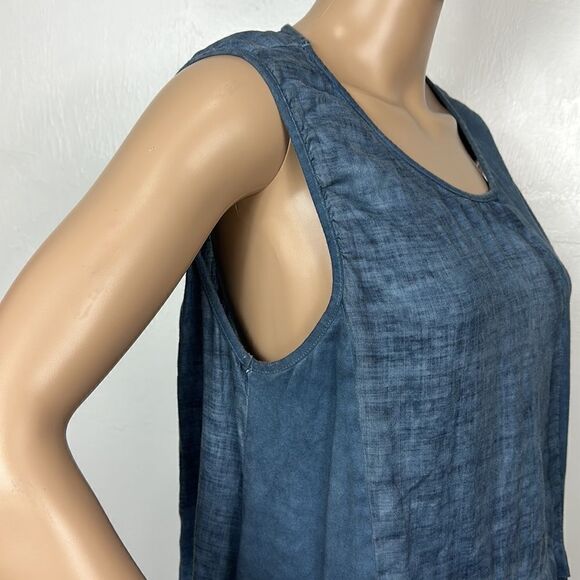 Dance In Paris Blue Chambray Sleeveless Mini Dress Size L - Picture 3 of 9